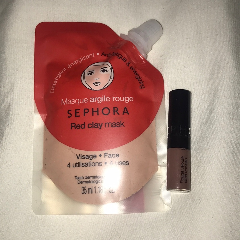 Sephora red clay mask. Sephora liquid lipstick 40